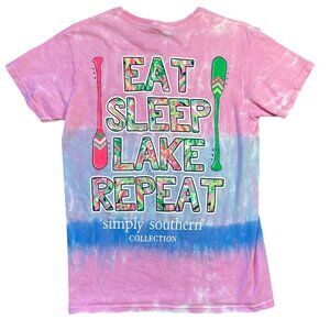 Simply Southern Eat Sleep Lake Repeat Graphic Knit Tee Women's Small Cotton